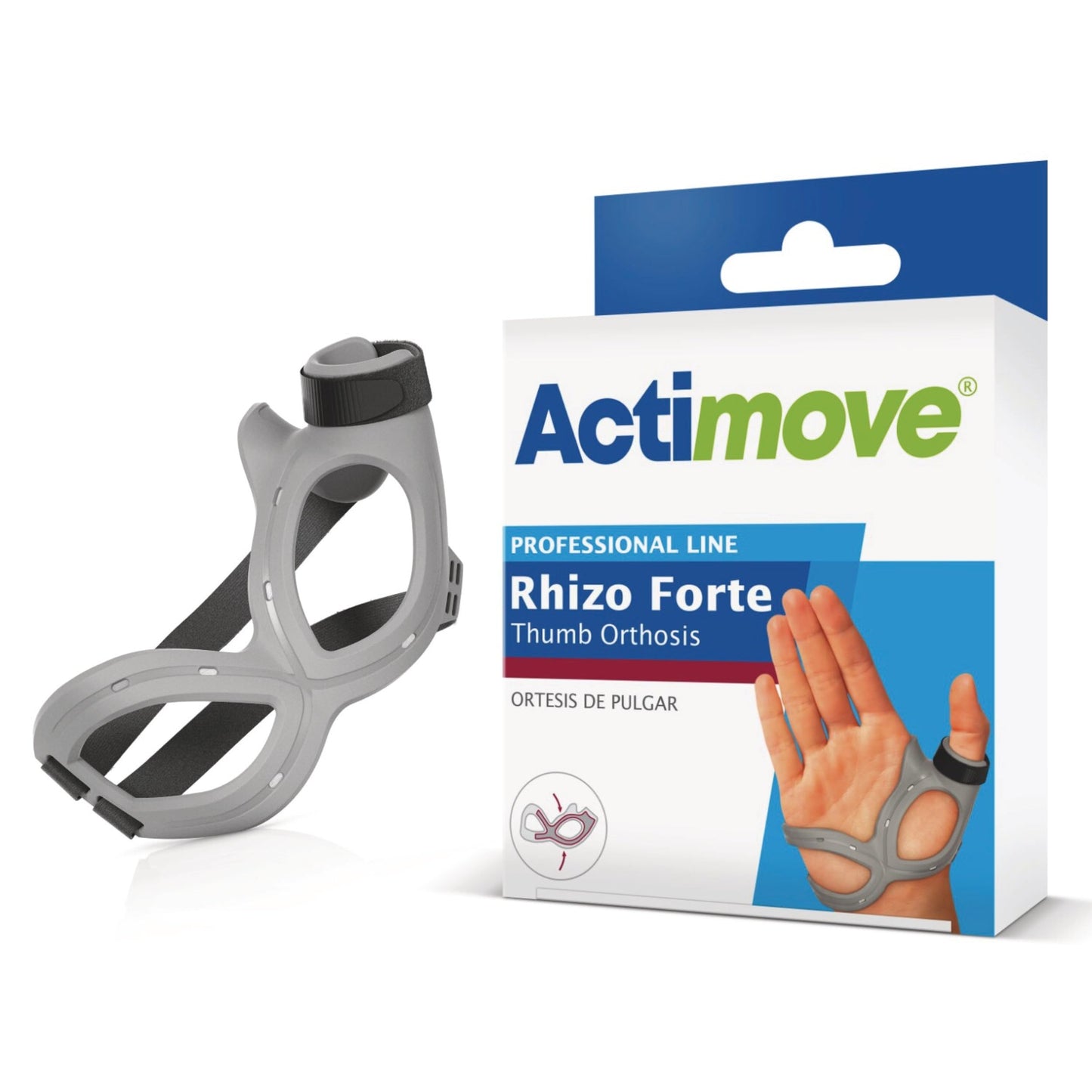 Actimove Professional Line Rhizo Forte Thumb Orthosis –Thumb Brace for Osteoarthritis, Skier’s Thumb, Rheumatoid Arthritis, Sprains – Patented Design – Right – Grey, Medium