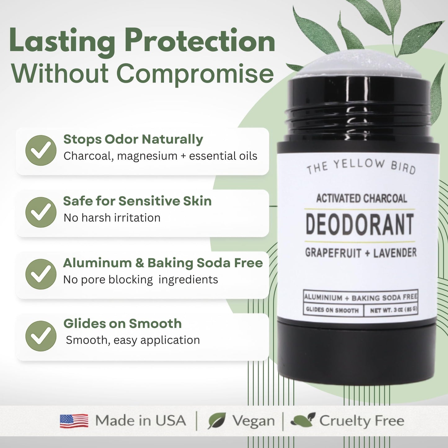 Magnesium Deodorant for Men & Women - Natural, USA Made, Aluminum & Baking Soda Free Deodorant. Long Lasting Protection for Sensitive Skin. Includes Charcoal, Essential Oils, and Organic Ingredients