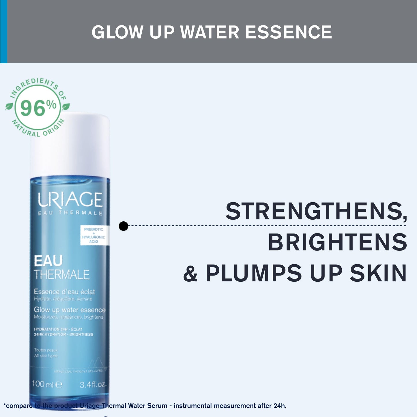 Uriage Thermal Water Essence, Facial Hydration Booster with Hyaluronic Acid & Thermal Water to Moisturize, Brighten and Plump The Skin for 24hrs