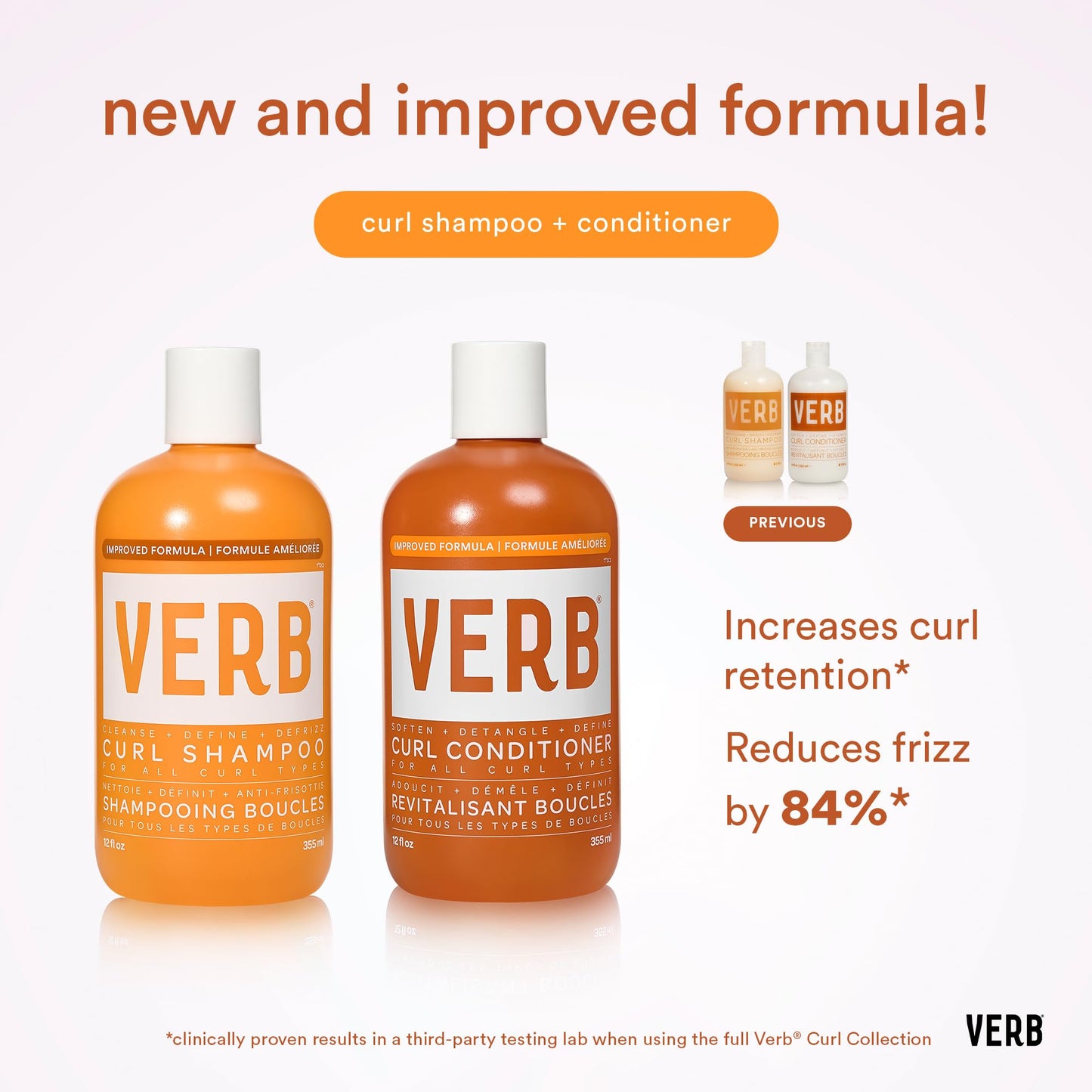 VERB Curl Shampoo + Conditioner Duo - Cleanse and Smooth - Frizz Control + Definition- Vegan, No Parabens or Harmful Sulfates