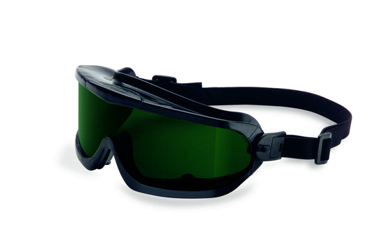 Honeywell Uvex by 11250850 V-Maxx Safety Goggle Indirect Vent, Elastic Headband, IR/PC Shade 5.0 Lens with Anti-Scratch Hardcoat, Green