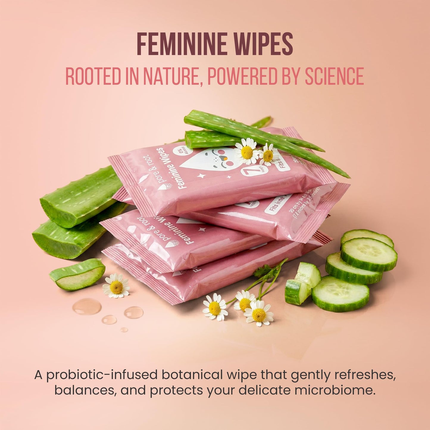 PORE & ROOT Feminine Wipes – Pocket Wipes for Sensitive Skin, Fragrance & Alcohol-Free, Travel-Friendly, Individually Wrapped, with Aloe & Lactic Acid, Gentle Daily Refresh– (08 Pack)