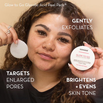Sonage Glow To Go Glycolic Acid Peel Pads For Face & Body, Professional Strength Exfoliation and Resurfacing AHA Pads That Helps Even Skin Tone, Pore Size, Brighten & Smooths Complexion