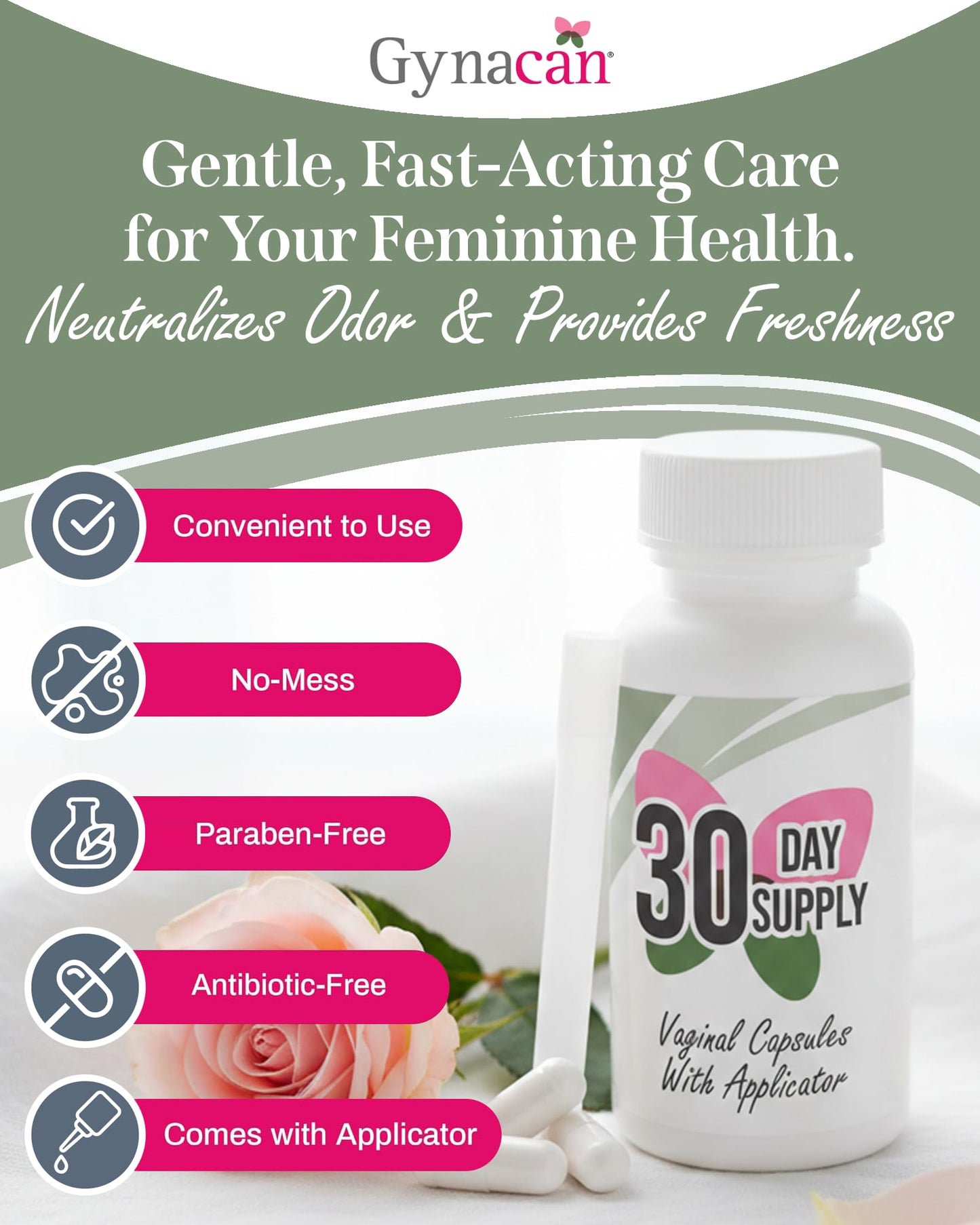Boric Acid Vaginal Suppositories Advanced Feminine pH Balance Support, Odor Control & Itch Relief, Pure & Gentle Intimate Care, Easy-Insert Applicator