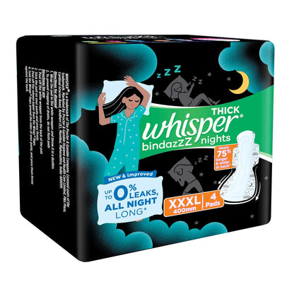 Whisper Ultra Night Sanitary Pads for Women, XXXL 4 Napkins