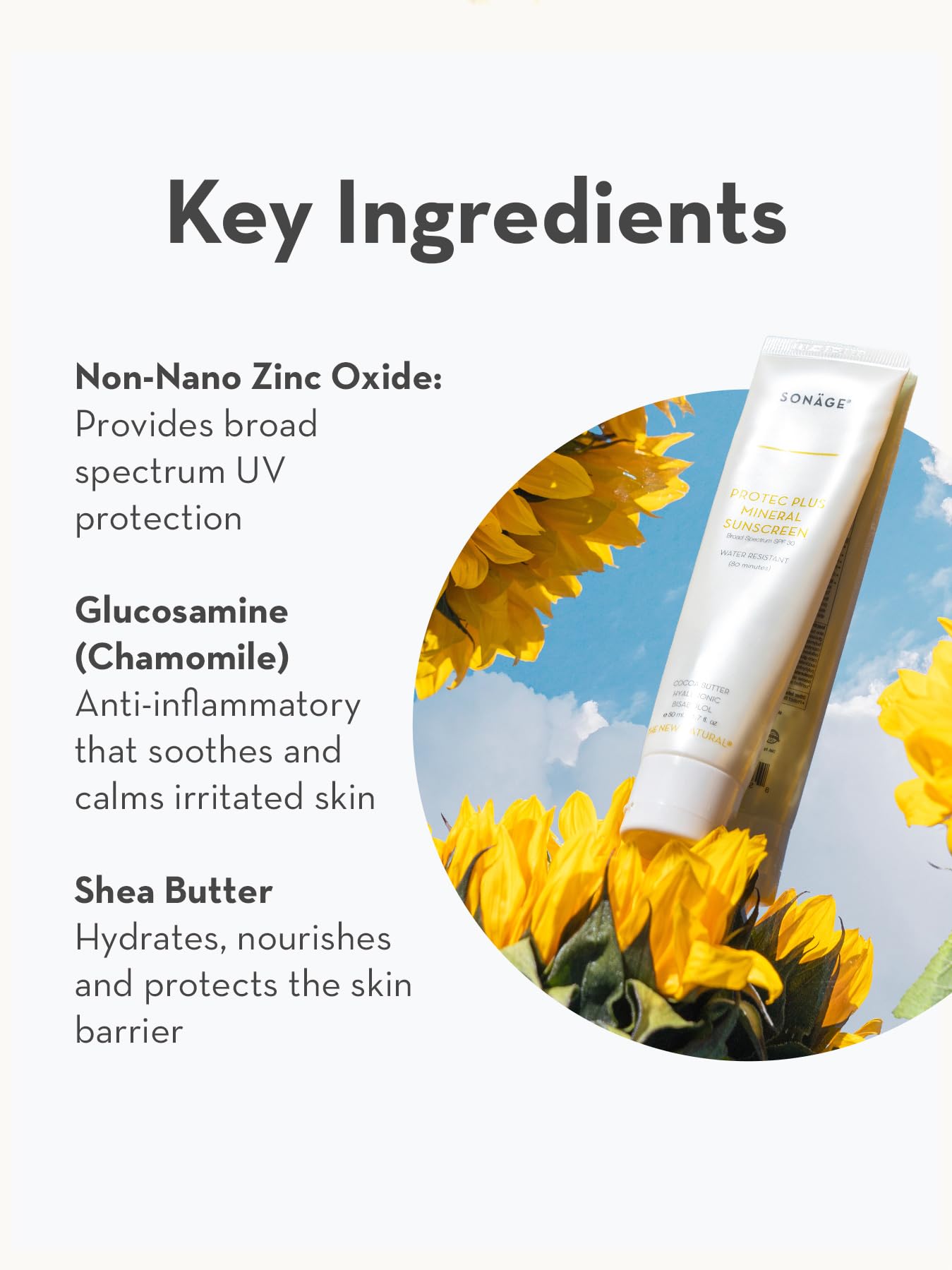 Sonage Protec Plus Mineral Sunscreen: Lightweight, Non-Greasy SPF 30 Face Sunscreen with Zinc Oxide | Natural & Reef-Safe