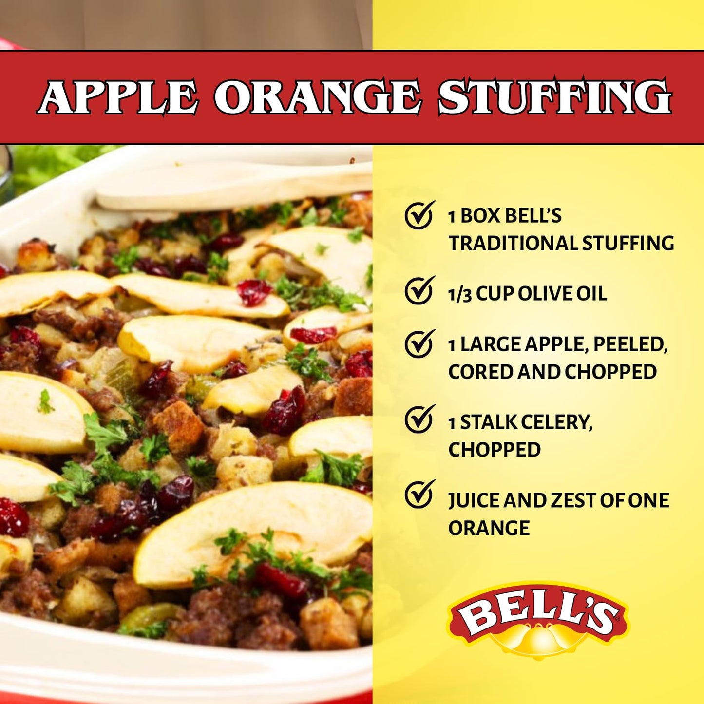 Bell's Traditional Stuffing Mix, 12 oz Box – Classic New England Recipe – Made with Bell's Seasoning – Ideal for Poultry, Pork & Holiday Meals