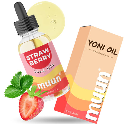 Muun Yoni Oil for Dryness, After Shave Oil Ingrown Hair, Moisturizer & Nourishing Intimate For Women, Soft & Smooth Feminine Oil, 100% Natural, Strawberry Scent