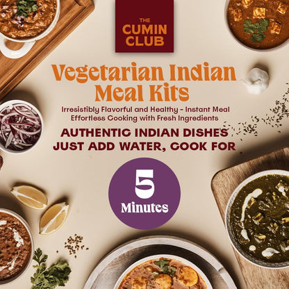 The Cumin Club Indian Meal Kit - Paneer Tikka Masala, Methi Matar Malai, Dal Makhani - Instant Meals Effortless Cooking & Wholesome Goodness - Ready to Eat Indian Food - Pack of 3