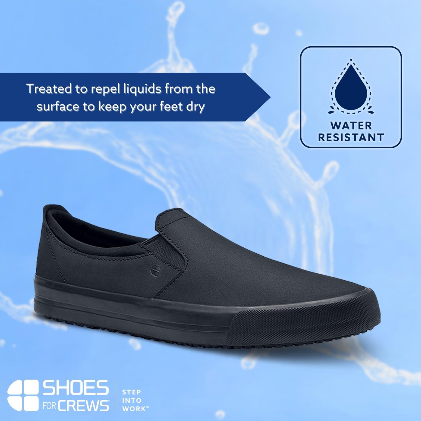 Shoes For Crews Unisex Slip-On Work Shoe - Non-Slip, Comfortable & Water-Resistant Slip-On Work Sneaker for Men & Women - Ideal for Restaurant, Hospitality, Retail Workers & More - Ollie II