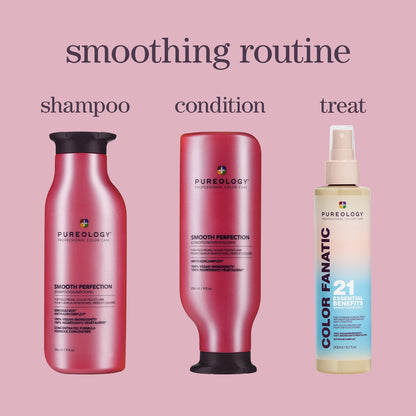 Pureology Smooth Perfection Shampoo - For Frizzy and Color Treated Hair, Smooths Hair & Controls Frizz, Sulfate-Free & Vegan