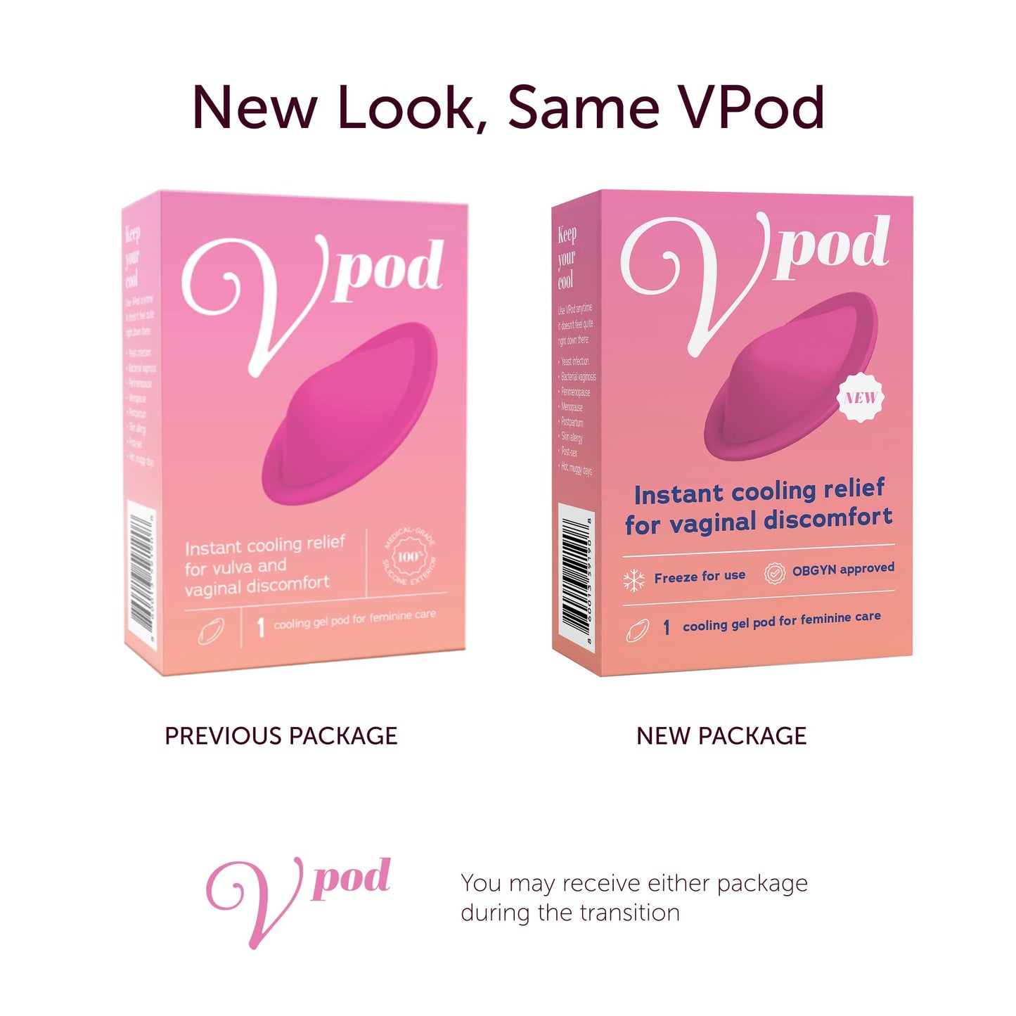 Feminine Cooling Gel Pod for Vaginal Discomfort | Single Use | Soothe Itching, Burning, Dryness & Swelling, Helps Yeast Infection, Peri-Menopause, Post-Partum Pain | Hypoallergenic, Odor-Free, 1 Pack