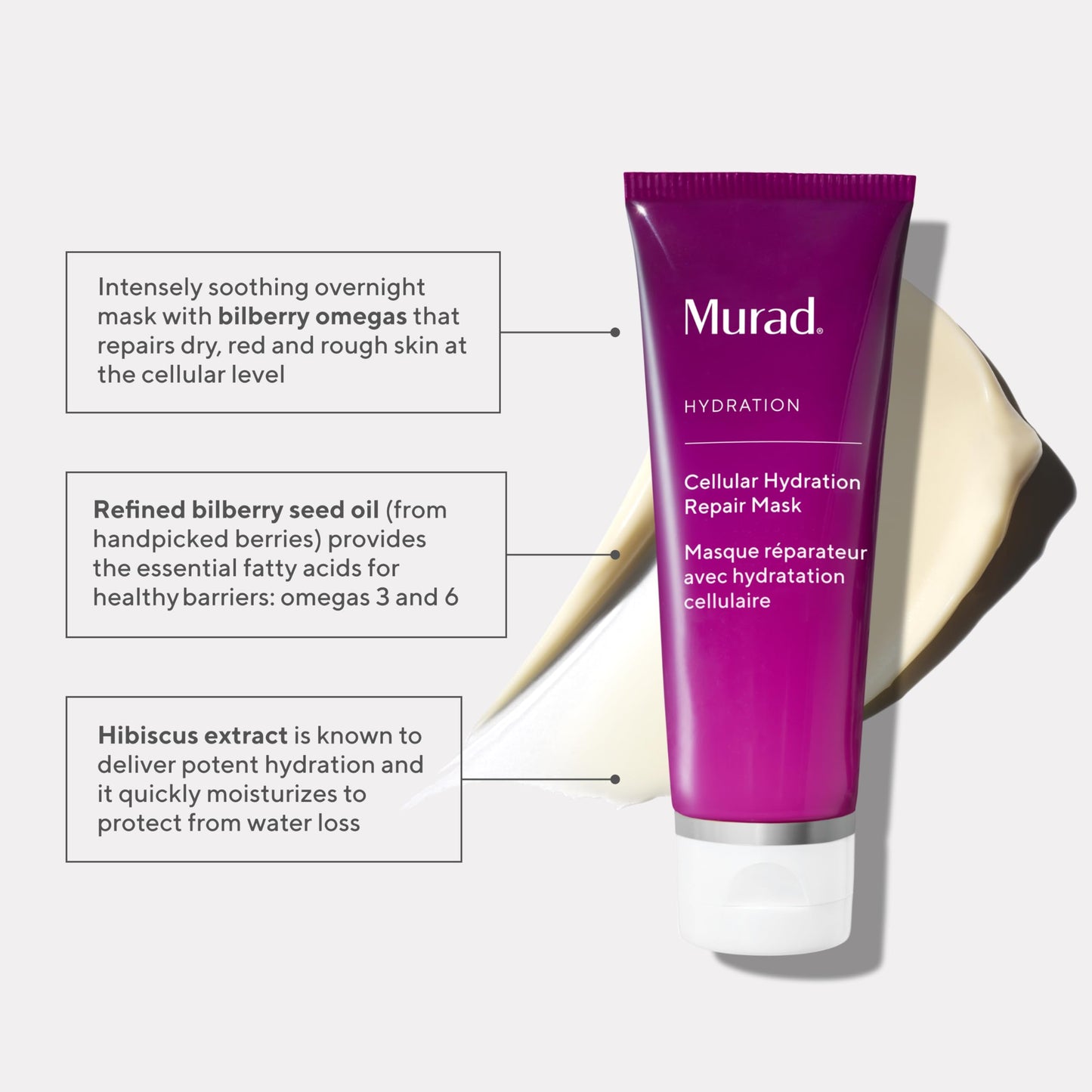 Murad Cellular Hydration Barrier Repair Mask - Hydrating Face Mask, Formulated with Bilberry Omegas, Hibiscus Extract, and Canadian Willowherb, Visibly Repairs Dry, Red, and Rough Skin - 2.7 Fl Oz