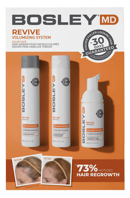 BosleyMD BosRevive Color-Safe Hair Care Kit for Thinning Hair, Starter Size (30 Days) – Shampoo, Conditioner & Thickening Treatment with Biotin, Panthenol & Botanical Extracts