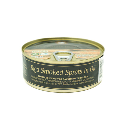 Grilled Catch Smoked Brisling Sardines in Oil - Riga Sprats, Large 8.45 oz Tin, Gourmet Sprotten, Wild-Caught, BPA-Free Tinned Fish, Rich in Omega-3, Vitamin D & A, Keto Friendly, No Preservatives