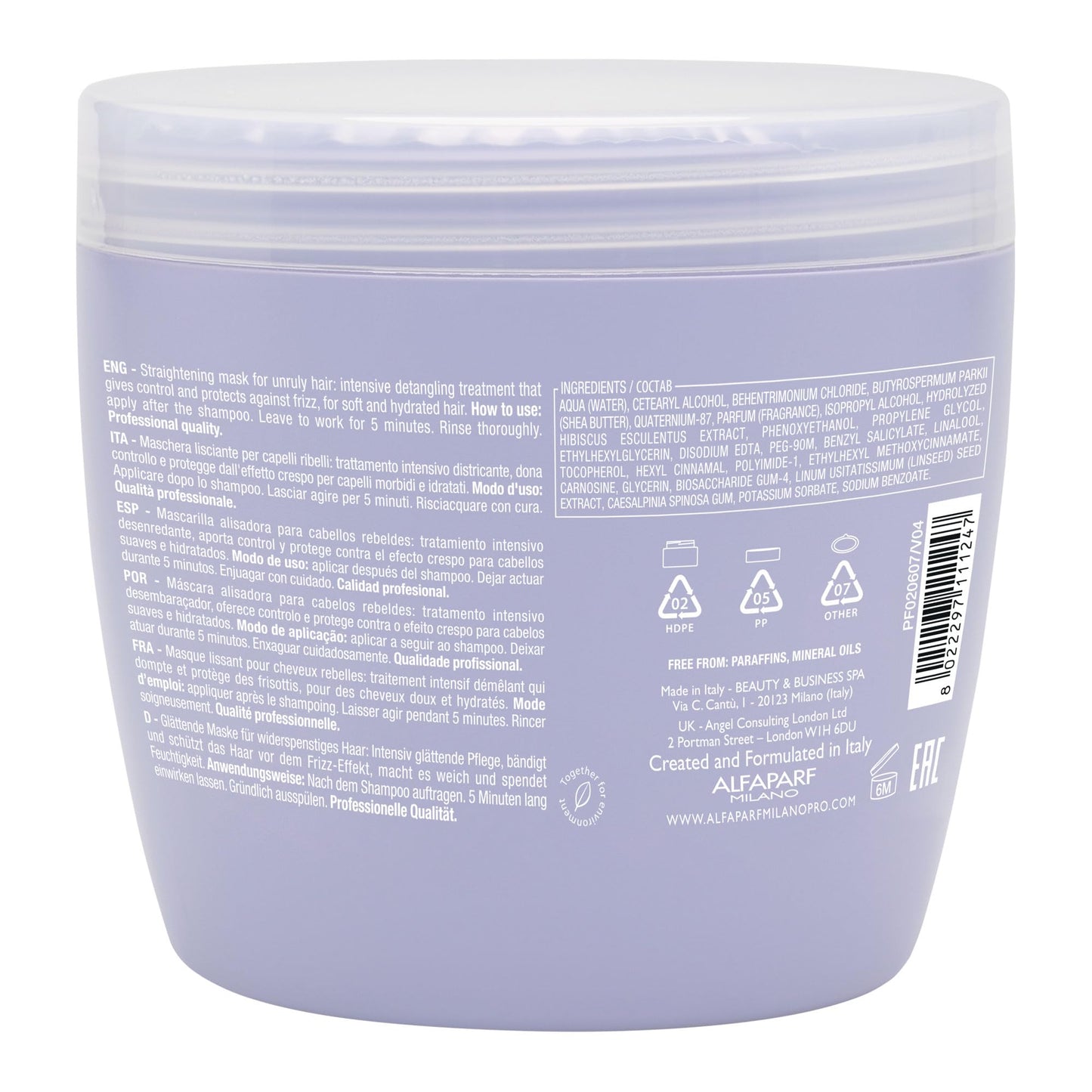 Alfaparf Milano Semi Di Lino Smooth Mask for Frizzy and Rebel Hair - Intensive Detangling Hair Treatment - Controls Frizz - Straightens and Hydrates Unruly Hair
