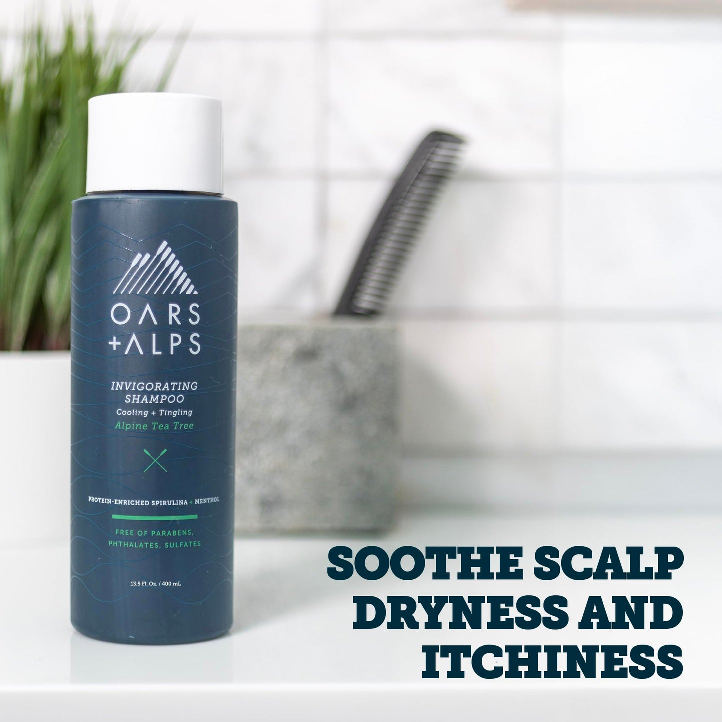 Oars + Alps Men's Sulfate Free Shampoo, Infused with Witch Hazel & Tea Tree Oil, Cleanses & Refreshes, Alpine Tea Tree Scent, 1 Pack, 13.5 Fl Oz