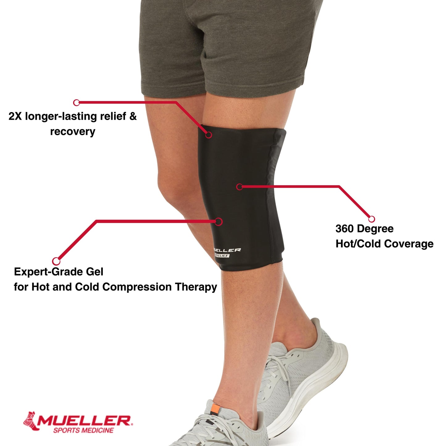 MUELLER Sports Medicine EZ Relief Compression Sleeve for Men and Women, Pain Relief Support, Reduces Swelling on Knees, Elbows, Wrists, Ankles, and More, Fits Right or Left, Black, One Size