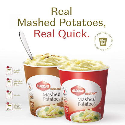 Haddar Gluten Free Original Instant Mashed Potatoes 1.94oz (12 Pack), Just Add Hot Water, Ready in 5 Minutes, Kosher for Passover