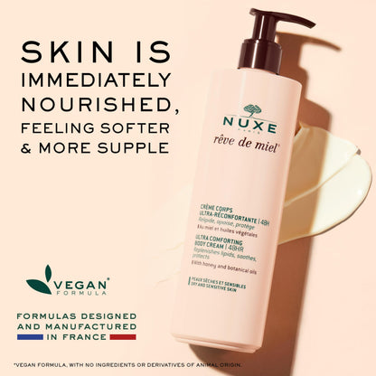 Nuxe Rêve de Miel Ultra-Comforting Body Cream With Shea Butter and Honey for Dry and Sensitive Skin, 13.4 Fl Oz