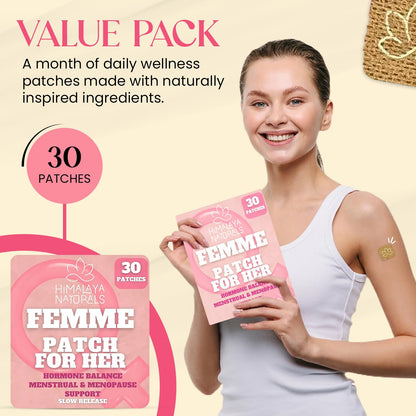 Femme Herbal Patches – 30-Day Supply – Non-Latex, Vegan-Friendly, and Easy to Use