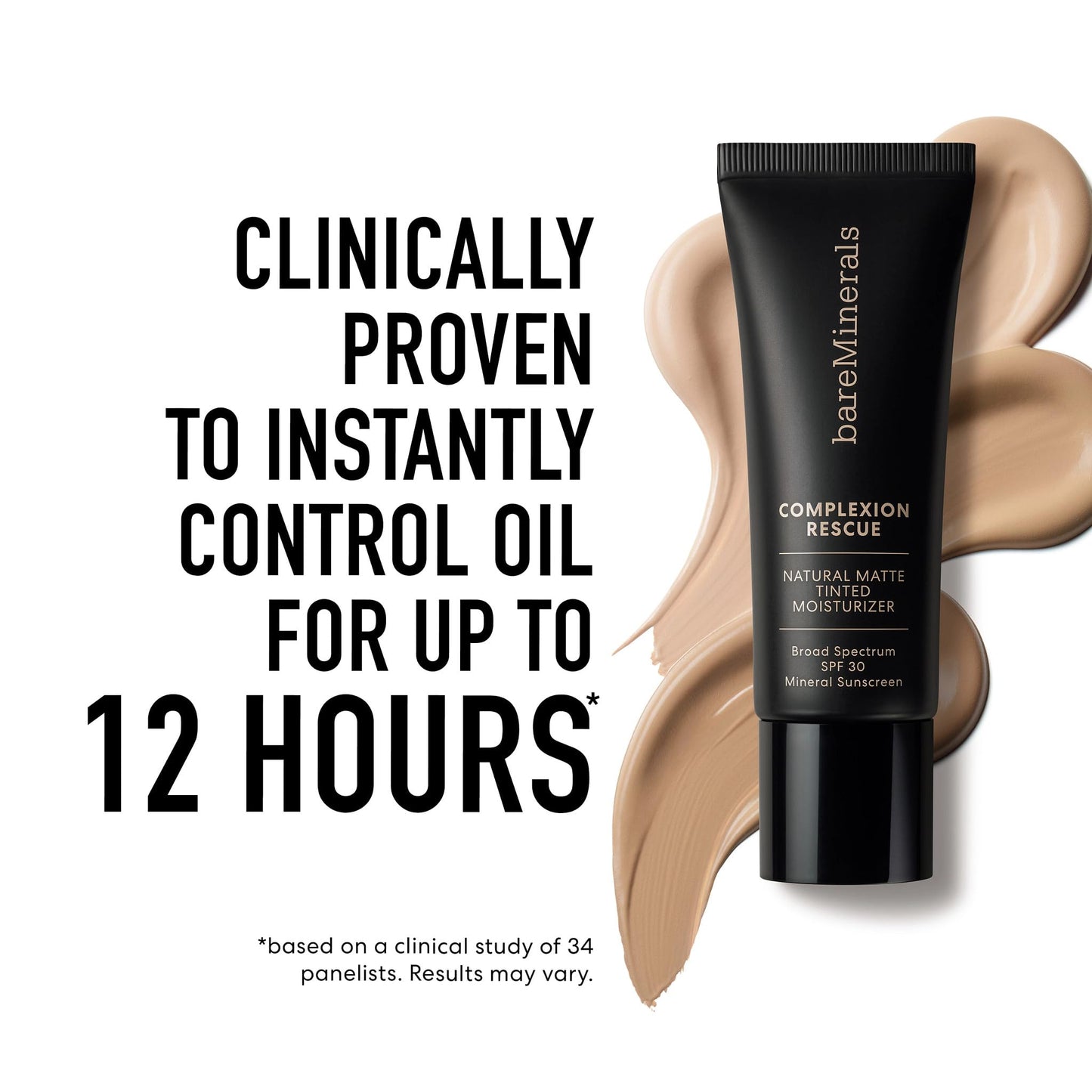 bareMinerals Complexion Rescue Natural Matte Tinted Moisturizer for Face with SPF 30, Tinted Mineral Sunscreen, Sheer-to-Light Coverage, for Oily Skin, Multi-tasking Skincare Infused Makeup