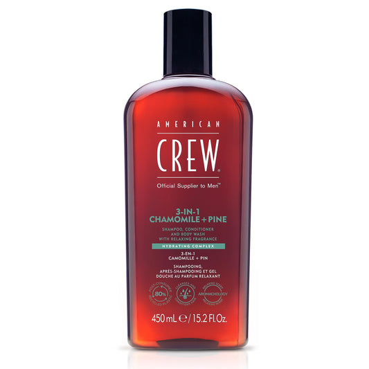 AMERICAN CREW 3-in-1 Chamomile & Pine, Shampoo, Conditioner & Body Wash for Men, All-in-One Care with Calming and Relaxing Fragrance, 15.2 fl oz