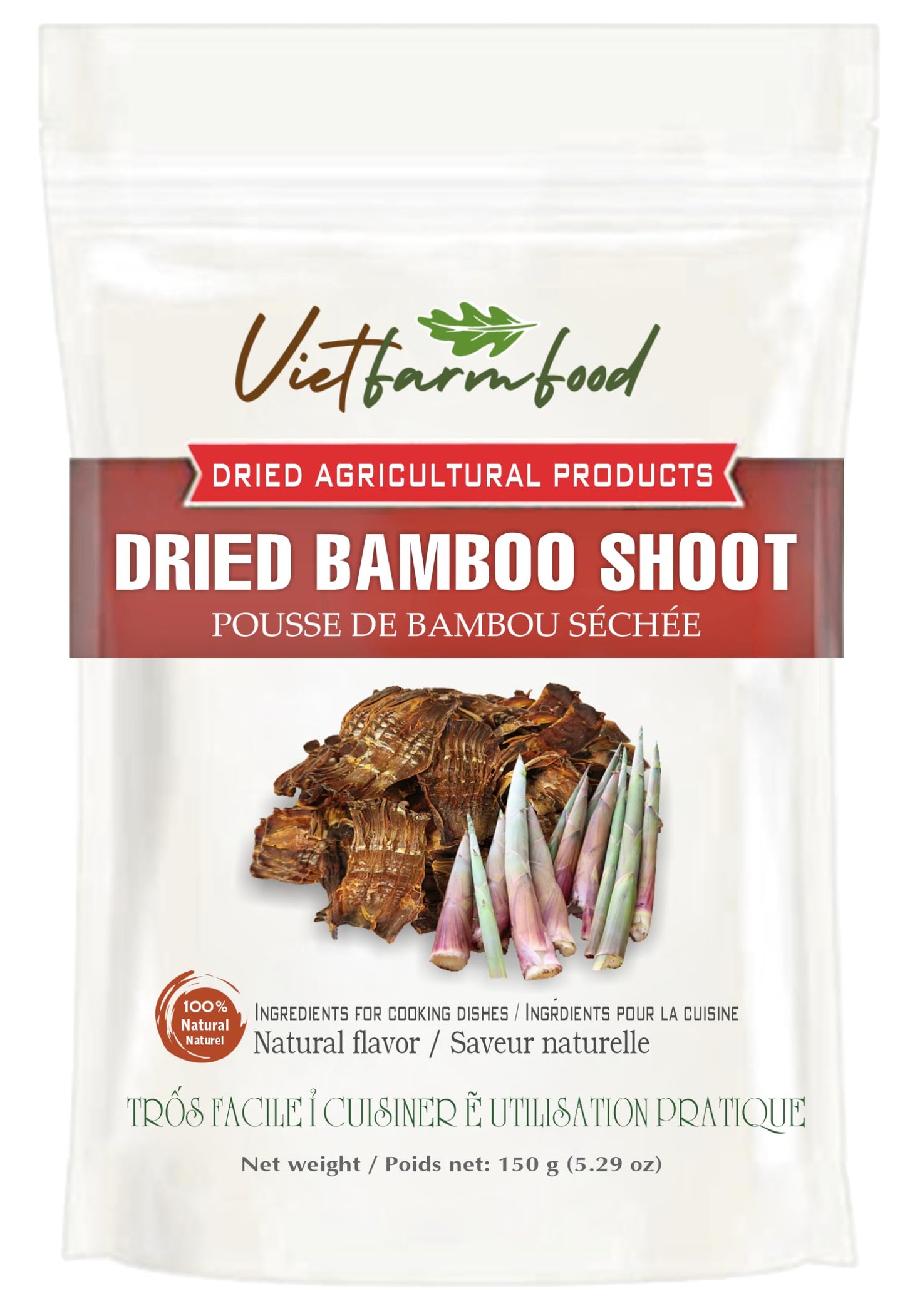 DRIED FOREST BAMBOO SHOOT 5.29 Oz (150g) VIETFARMFOOD: Dried agricultural product with pure natural flavor. Used as cooking ingredients to prepare delicious, nutritious dishes, suitable for vegetarian