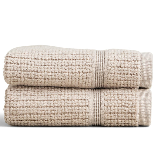 Preston Lane Douro Washcloth Set – 2 Pack Luxury Cotton Towels, Ultra Soft & Absorbent, Quick-Dry Spa-Quality Bathroom Towels, Made in Portugal, Clay