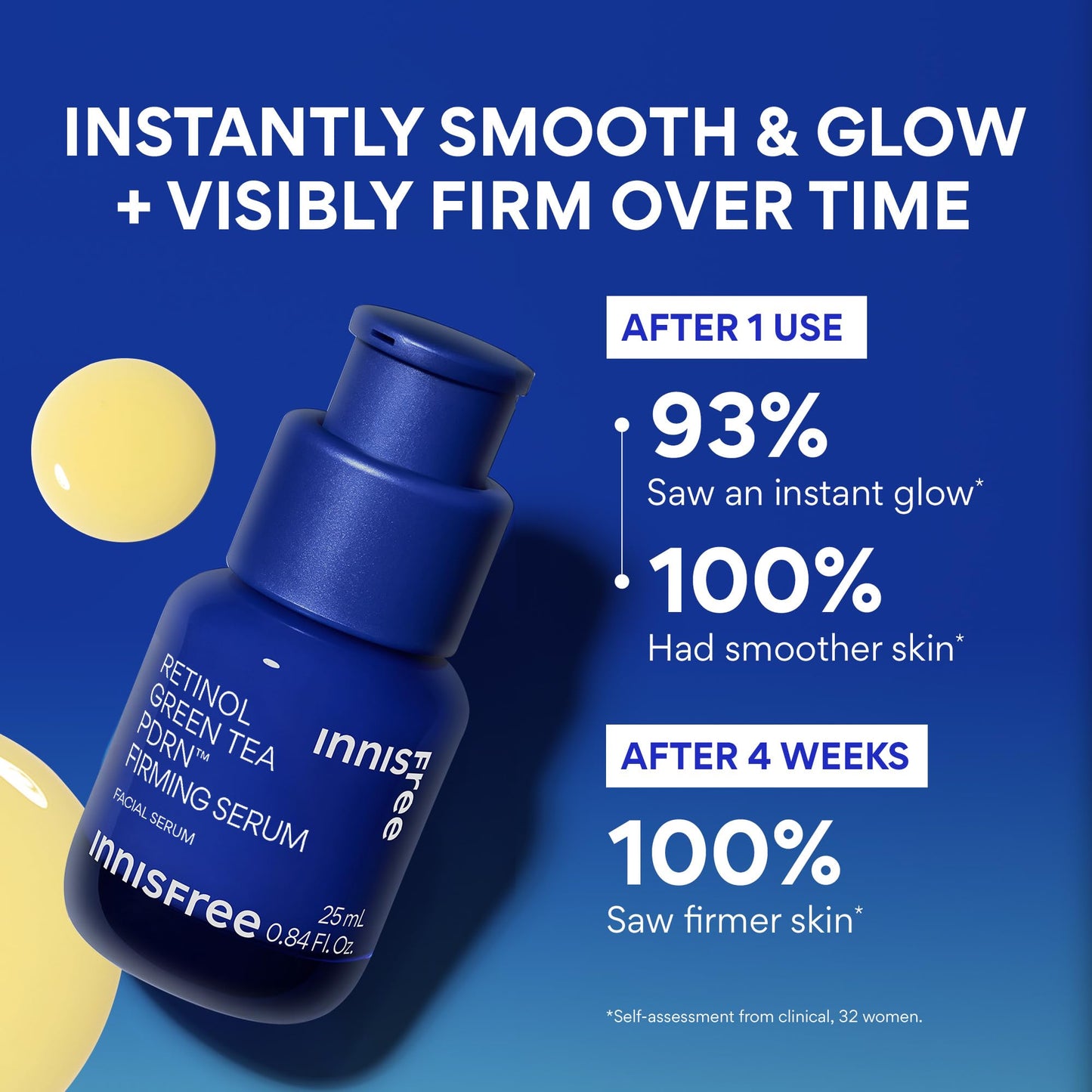innisfree Green Tea Retinol PDRN Firming Serum - Vegan Korean Skincare for Fine Lines and Smoothing Skin Texture, Available in Gift Set