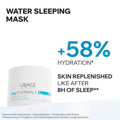 URIAGE Water Sleeping Mask | Moisturizing Night Mask with Hyaluronic Acid & Edelweiss, Skin Replenished After 8 Hours, Silky Gel, Paraben-Free, Non-Comedogenic, 50 mL/ 1.69 Oz