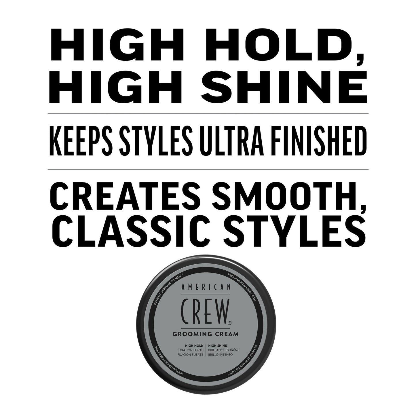 AMERICAN CREW Men's Grooming Cream,Like Hair Gel with High Hold & High Shine,3 oz,(Pack of 2)