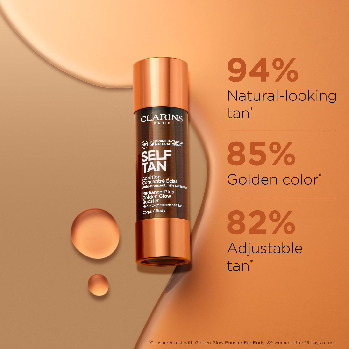 Clarins Self Tanning Body Booster | Self Tanning Drops For Body To Mix With Moisturizer | Natural, Long-Lasting, Streak-Free, Buildable Tan | Hydrates | Non-Staining | 99% Natural Ingredients | 1 Oz