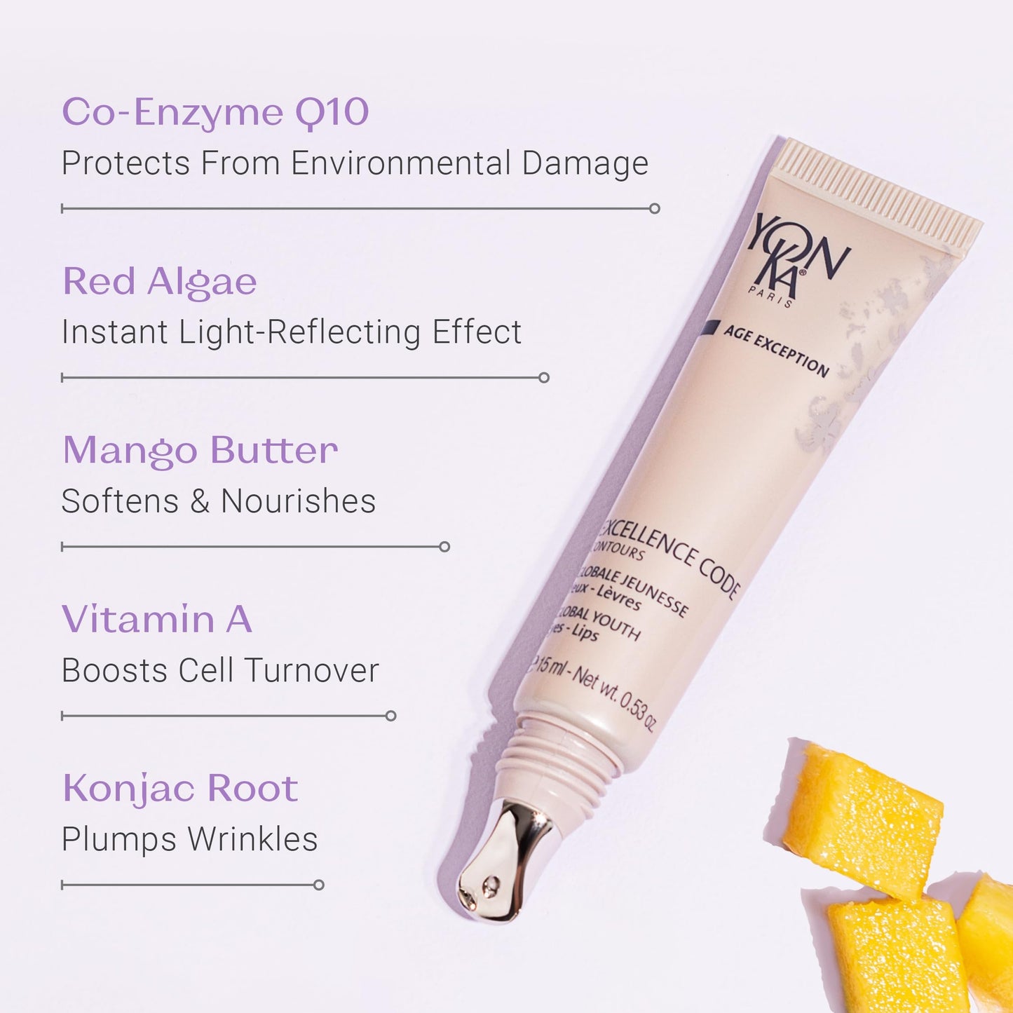 Yonka Excellence Code Contours Eye Cream | Anti-Aging Eye and Lip Treatment with Hyaluronic Acid | Reduce Puffiness and Dark Circles | Paraben-Free | 0.53 oz