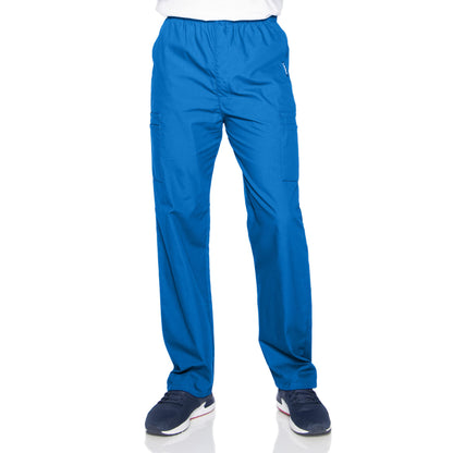 Landau Essentials Relaxed Fit 7-Pocket Elastic Cargo Scrub Pants for Men 8555