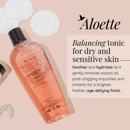 Aloette Sensitive Skin Toner for Face - Gentle Daily Facial Toner Soothing, Hydrating for Dry & Sensitive Skin - Removes Excess Oil, Dirt, Clogged Pores & Impurities - Cucumber, Chamomile & Aloe Vera