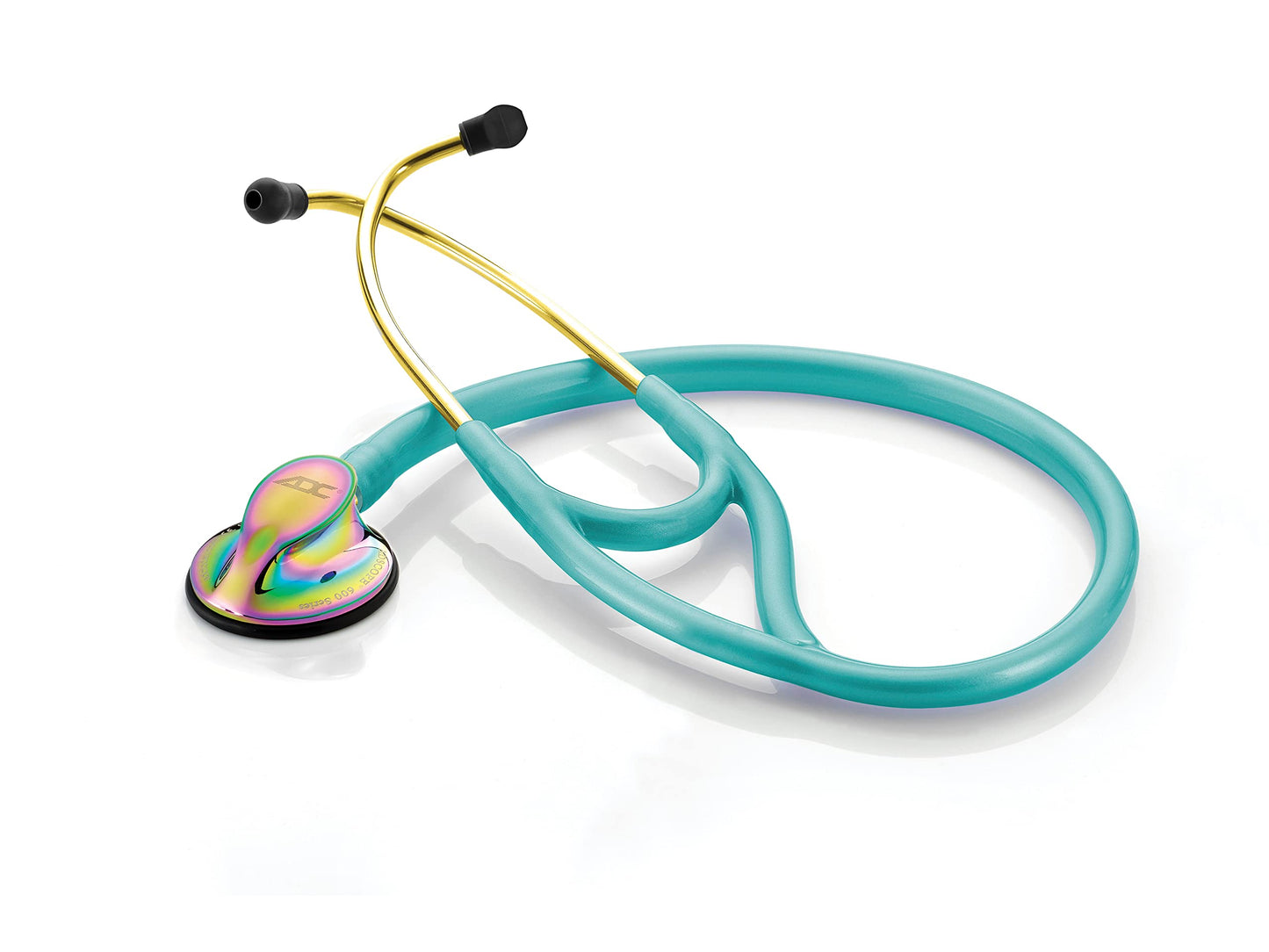 ADC Adscope 600 Platinum Series Cardiology Stethoscope with Tunable AFD Technology, 27 inch Length, Iridescent Metallic Caribbean
