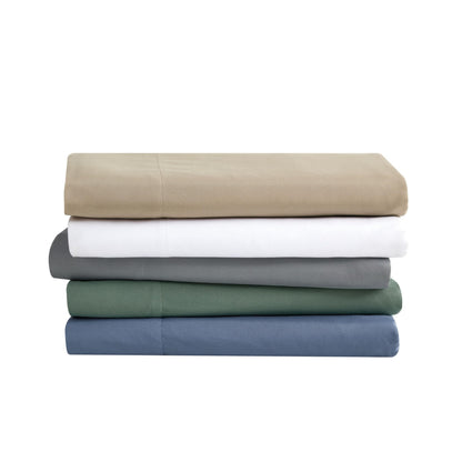 London Fog Garment Washed Solid Sheet Set White Microfiber 4-Piece King Sheet Set, Solid Themed, Deep Pocket, Adult and Teen, Oeko-TEX Certified