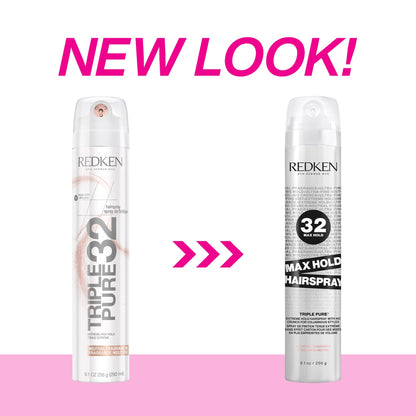 Redken Triple Pure 32 Extreme High Hold Hairspray For All Hair Types, Anti Frizz and Neutral Fragrance