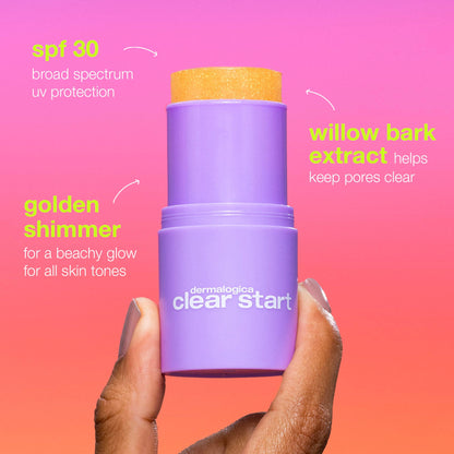 Dermalogica Clear Start Golden Hour Hydrating SPF 30 Stick, Shimmer Sunscreen - Hydrating and Pore Clearing, 0.68 oz