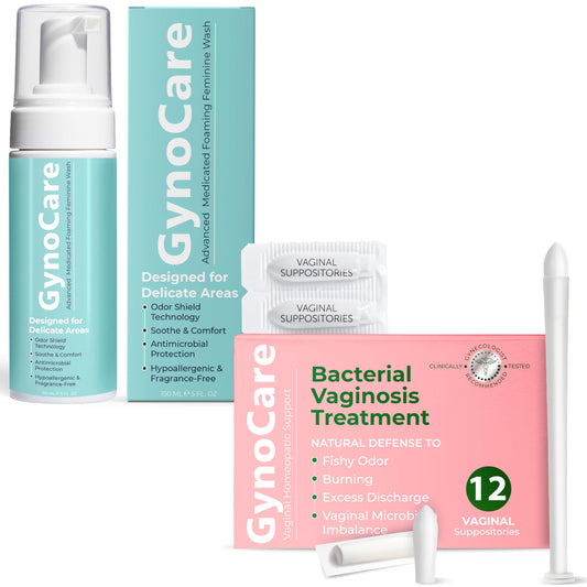 Terramed Just Think Comfort Daily BV and Feminine Care Bundle with Boric Acid Suppositories and Medicated Feminine Wash for Odor, Itching, Discharge and pH Balance