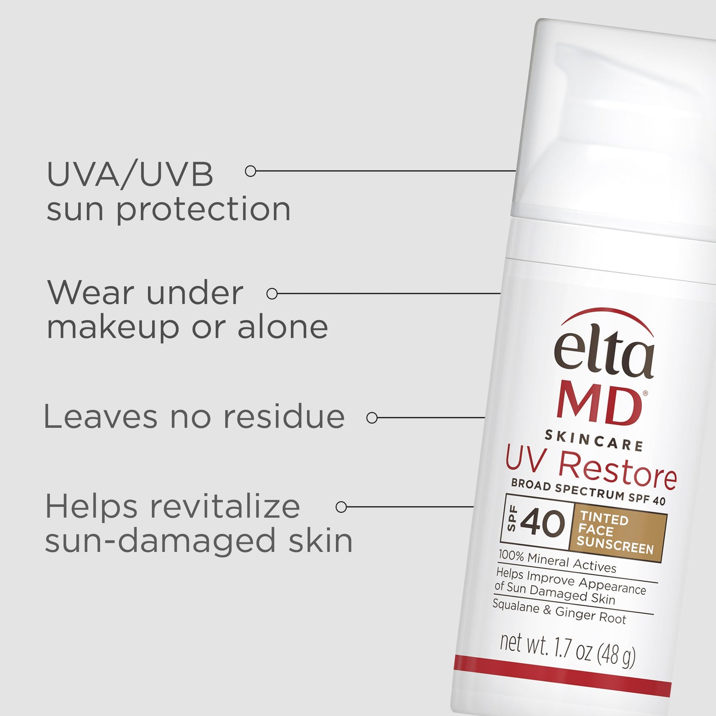 EltaMD UV Restore,Face Sunscreen, SPF 40, Mineral Sunscreen for Sun Damaged Skin Repair, Anti-Aging Zinc Oxide Sunscreen Formula