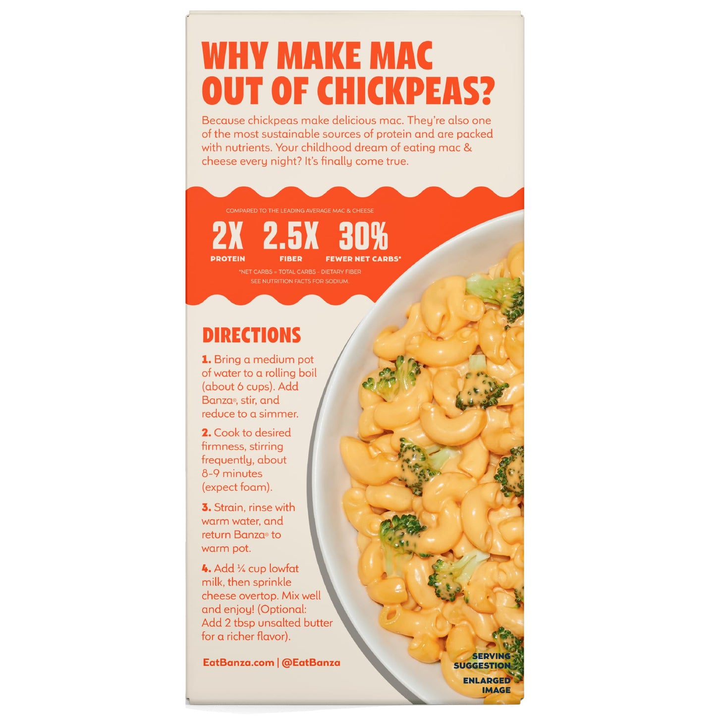 Banza Elbows & Classic Cheddar Mac and Cheese - High Protein, Gluten Free, and Lower Carb Protein Mac and Cheese - 5.5oz