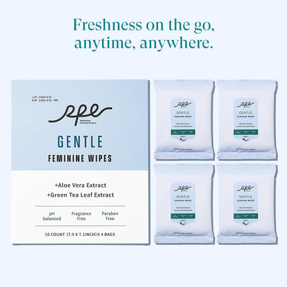 Organic Feminine Care Set: Ultra-Thin Period Pads with Wings & pH Balanced Flushable Wipes, Unscented, Regular Absorbency, Travel-Friendly, 54 Pads + 40 Wipes (10ct x 4)