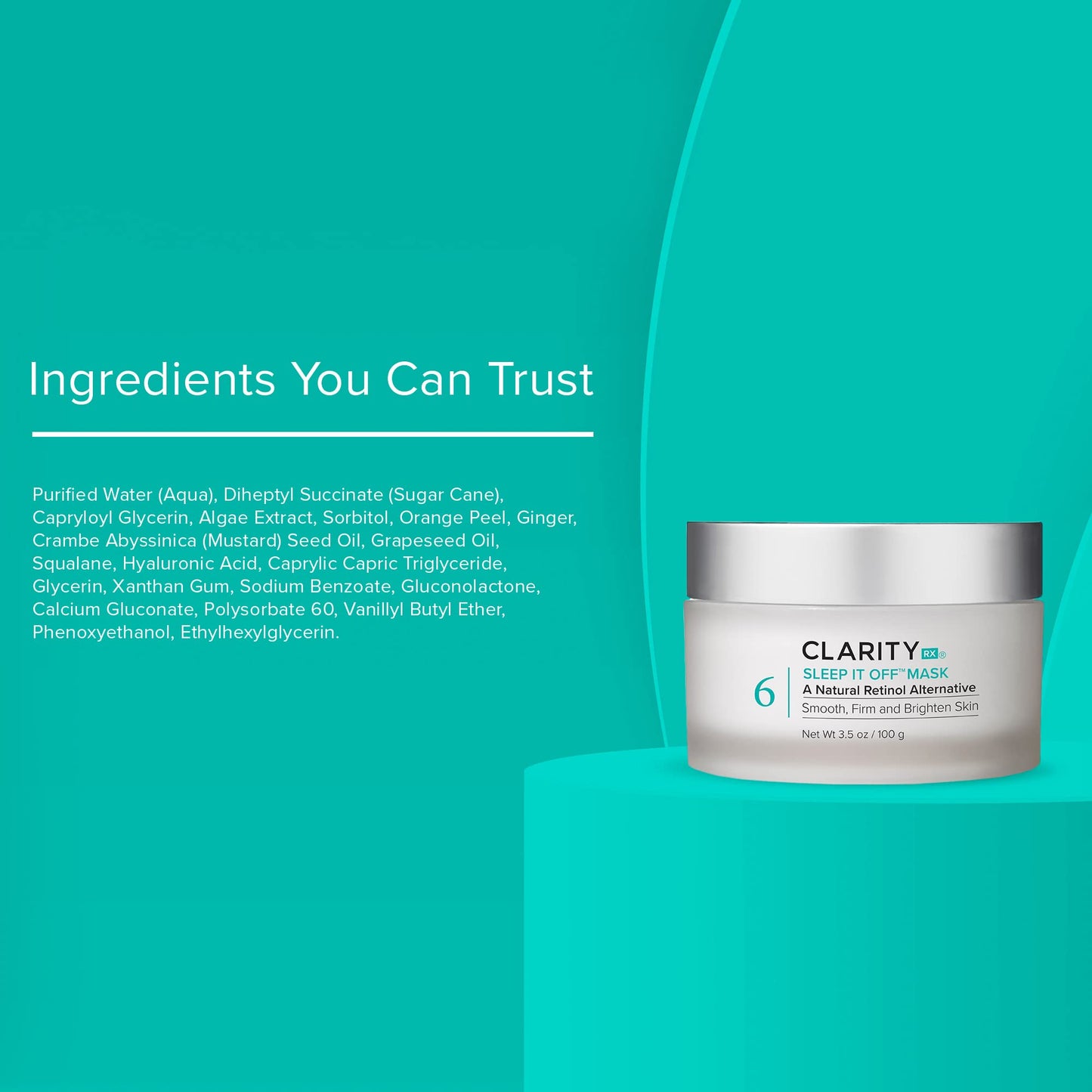 ClarityRx Sleep It Off Natural Retinol Alternative Overnight Treatment, Anti-Aging Face Mask, Natural Plant-Based Leave-On Moisturizer, Minimizes Dark Spots, Fine Lines & Wrinkles (3.5 oz)