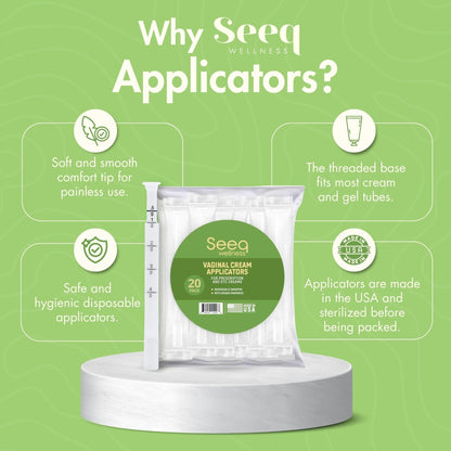 Disposable Plastic Vaginal Cream Applicators: to Fit Preseed Lubricant, Estrace, Personal Lube and OTC Gel or Cream Products - with Dosage Measurements, Threaded End and Comfort Tip - 20 Pack