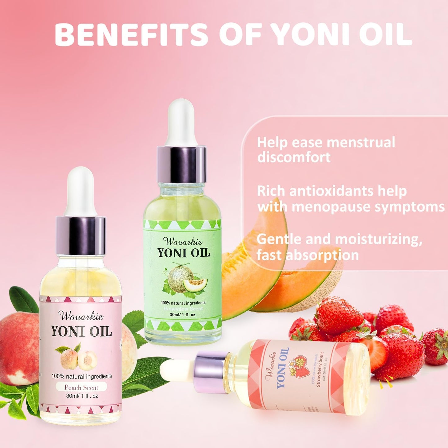 Yoni Oil for Women Set Of 3, 100% Natural Feminine Oil Deodorant for Women, Eliminates Odor and Ph Balanced, Feminine Serum Made with Pure Natural Essential Oils (1 fl oz/30 ml)