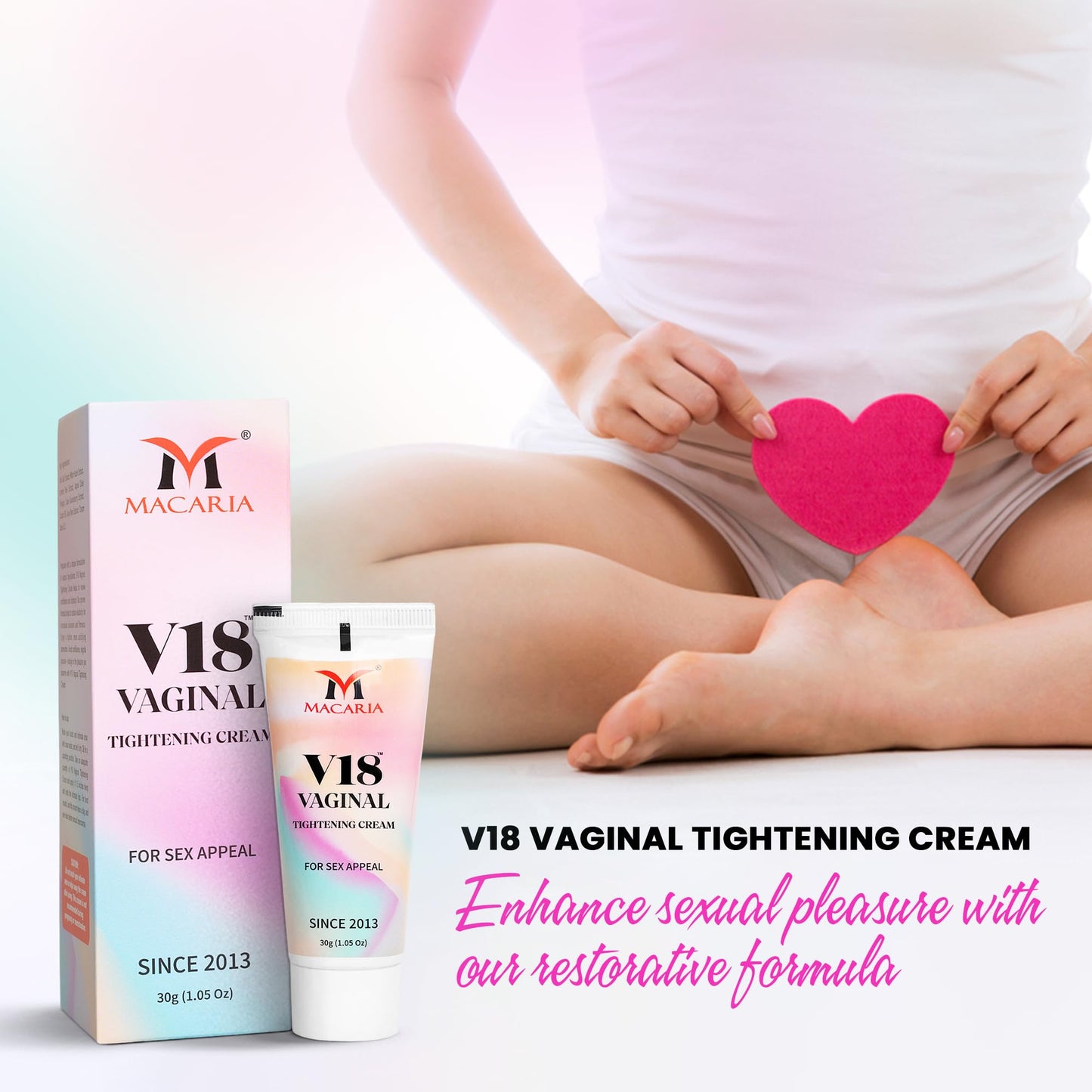 MACARIA V18 Vaginal Tightening Cream for Women – Natural Yoni Rejuvenation & Intimate Firming Cream Gel – Herbal Feminine Tightening for Loose Vagina, INTIMATE Care, pH Balanced, Paraben-Free