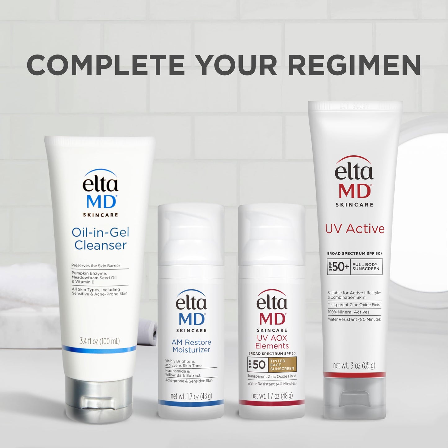 EltaMD UV Active Mineral Sunscreen with Zinc Oxide, SPF 50+, Water Resistant Sunscreen Up to 80 Minutes, 3.0 oz Tube