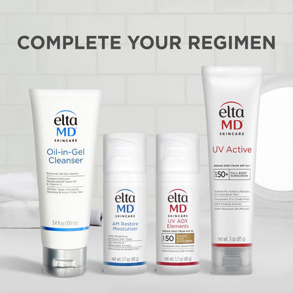 EltaMD UV Active Mineral Sunscreen with Zinc Oxide, SPF 50+, Water Resistant Sunscreen Up to 80 Minutes, 3.0 oz Tube